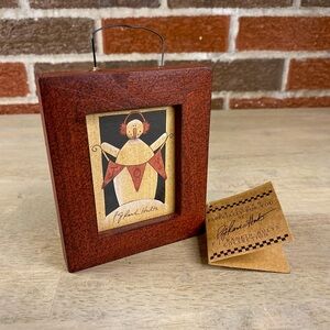 PJ  Rankin Hults Folk Art Mini Framed Paper Cutting Snow Man NWT